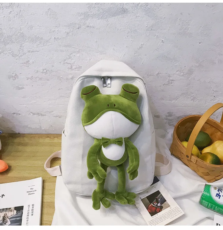 Корейская версия новой грустная лягушка Сумка через плечо для девочек милое студенческое сумка плюшевый рюкзак плюшевые грустная лягушка