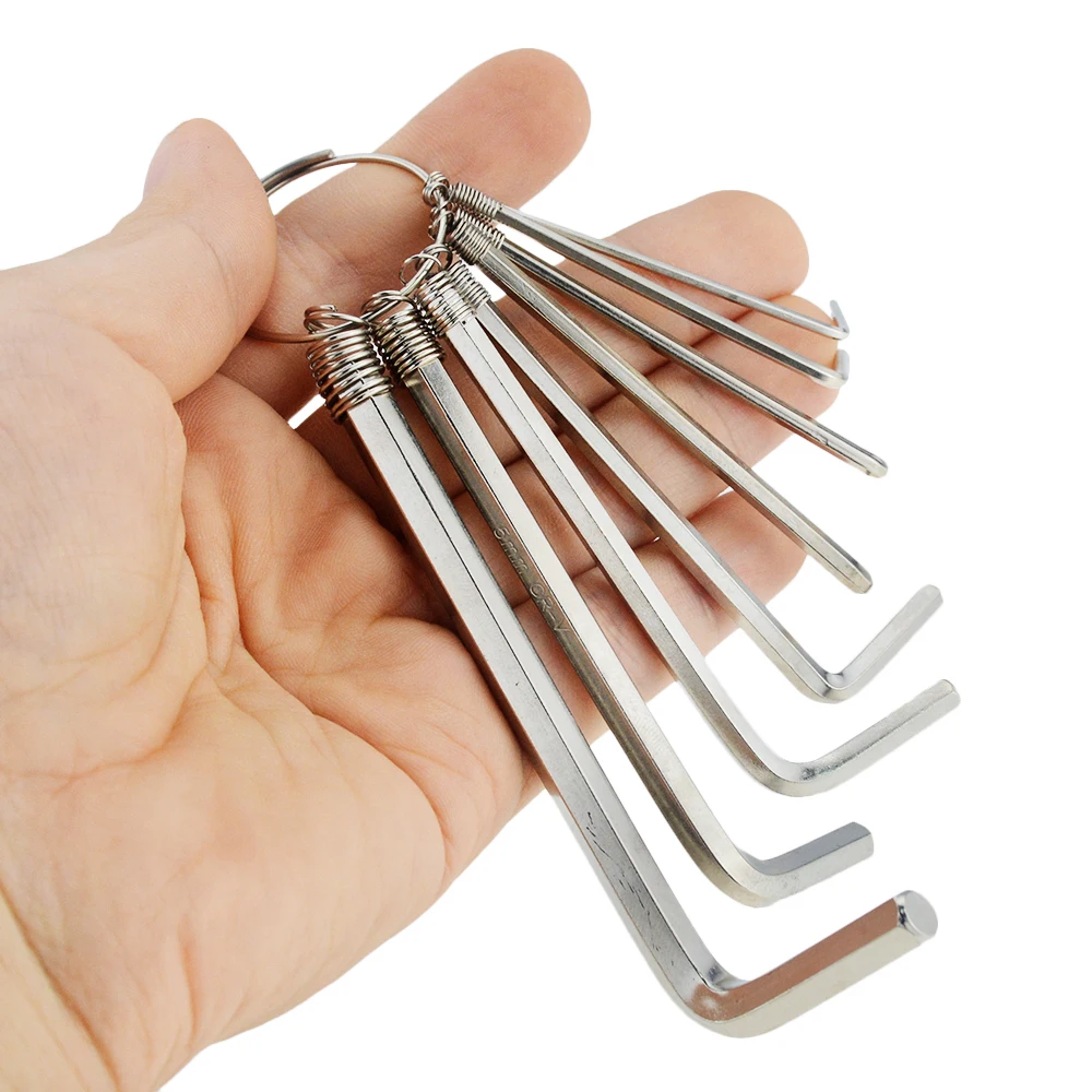 8 Pcs/Lots 1.5mm-6mm Inner Hexagon Spanner Metric Combination Hex Key Allen Wrench Mechanic Tool Set With Chain | Инструменты