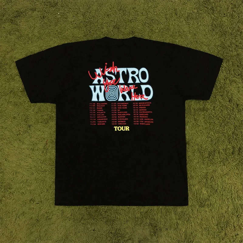 Трэвиса Скотта Astroworld Festival Run Tie Dye Футболка мужская и женская ASTROWORLD уличная хип-хоп Футболка Трэвиса Скотта