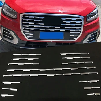 

Accessories Matte Silver Chrome Front Center Grille Grill Cover Trim For AUDI Q2 2017 2018 2019