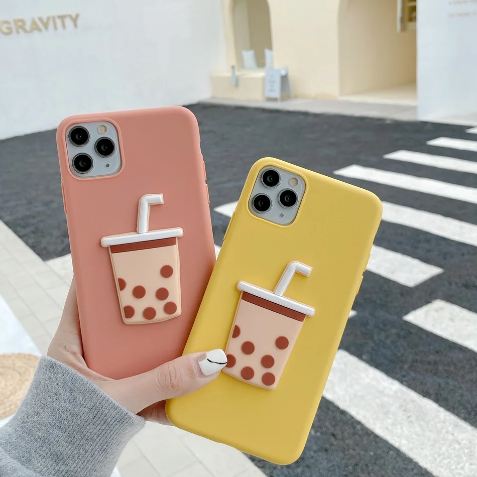 

For Samsung Galaxy A50 A60 A10 A40S A20E A10E A80 A10S A20S M20S M60 M30S Case 3D Cute Cartoon Milk Tea Phone Soft Cover Coque