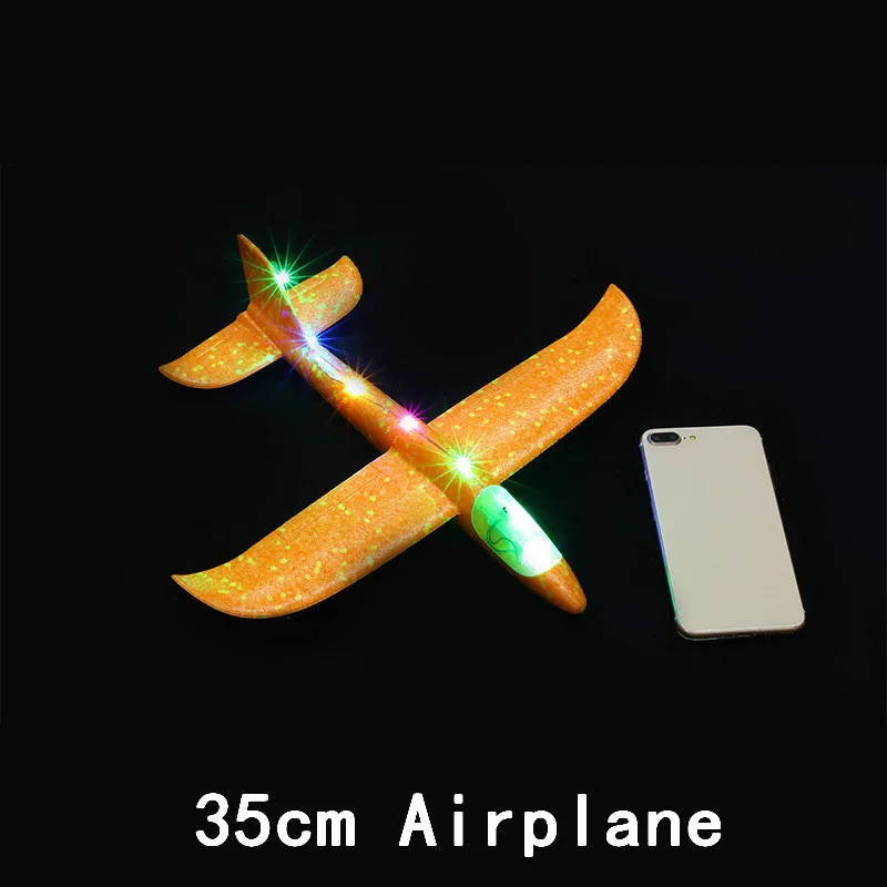 Дети DIY модель самолета ручной бросок Летающий планер самолет пена наполнители самолет СВЕТОДИОДНЫЙ мигающий самолет игрушки для детей подарок - Цвет: All Lamp Orange