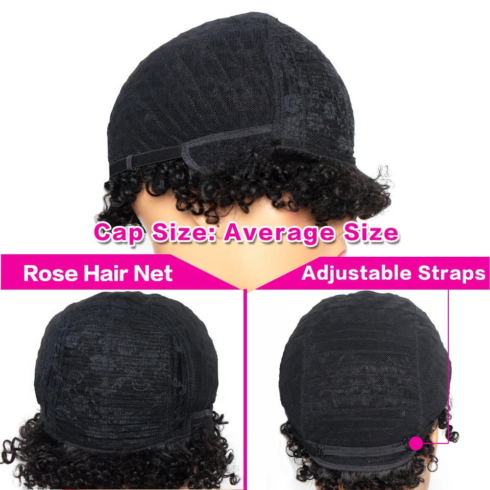 Short Kinky Curly Wig Brazilian Remy Human Hair Wigs Full Machine Made Wig 130% Density For Women Natural Color Yepei Hair