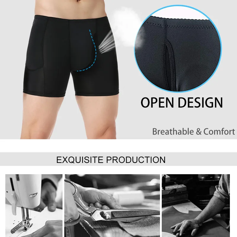 Men's Padded Enhancer Underwear Shapewear Butt Lifter Boxer Briefs