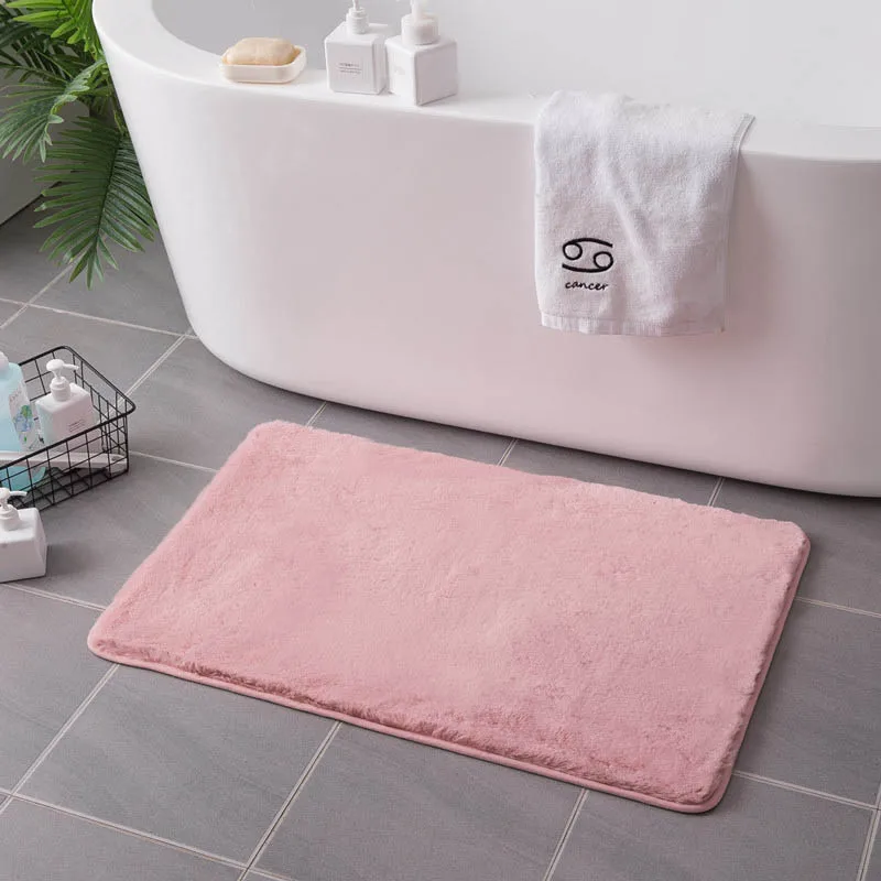 pink Нескользящий, для ванной коврик для ванной Искусственный Кролик меховой коврик в ванной удобный большой коврик для ванной спальни прикроватные коврики - Цвет: pink