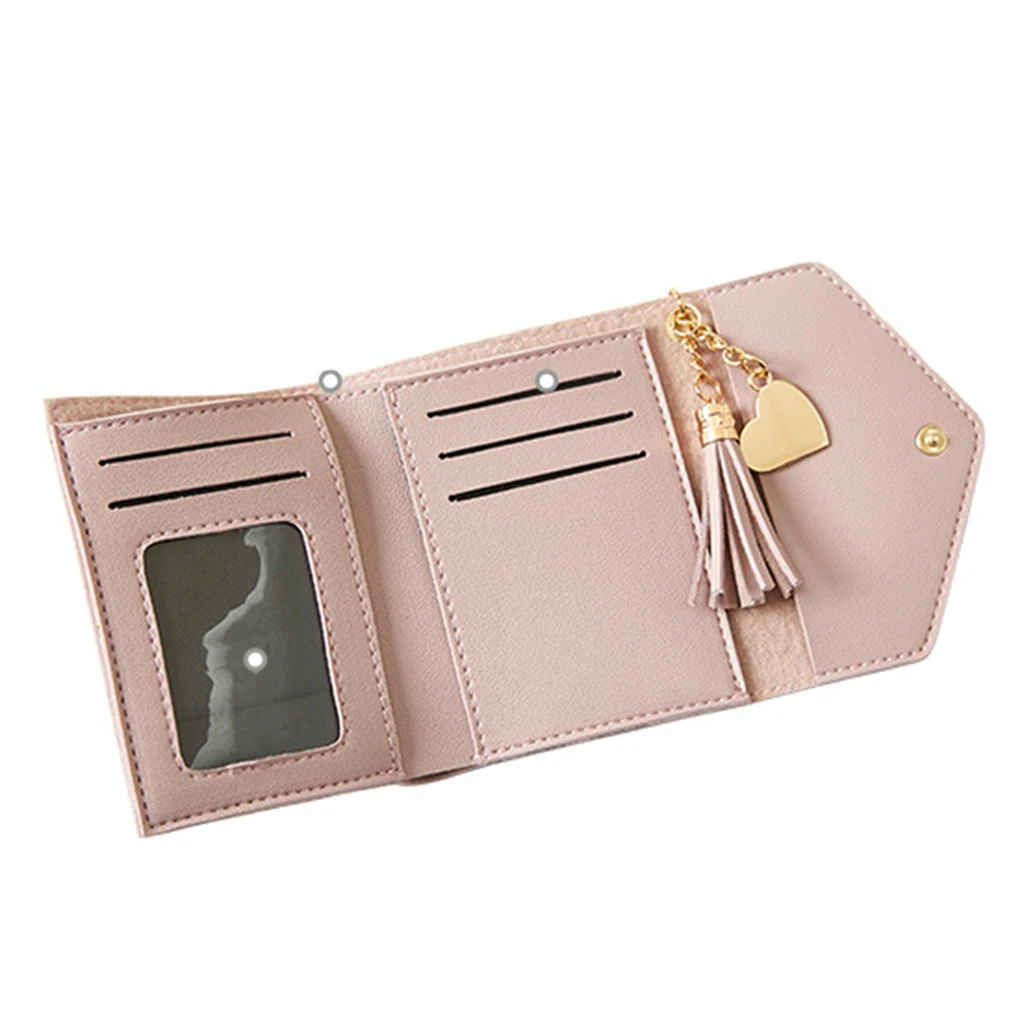 Women Simple Short Wallet Tassel Coin Purse Card Holders Handbag Red