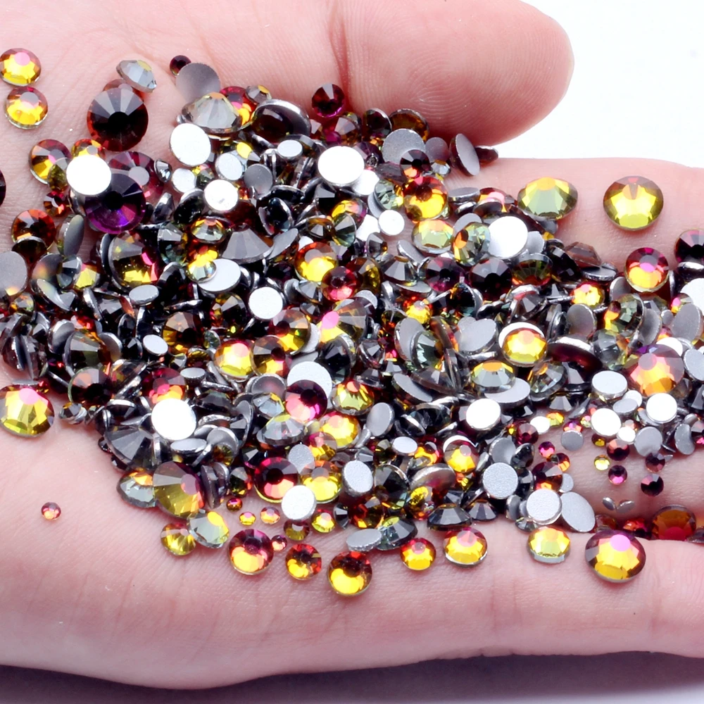 

High Quality ss3-ss30 Red Rainbow Non Hotfix Rhinestones Glue On Flat Back Crystals Strass Stones DIY Crafts Garments