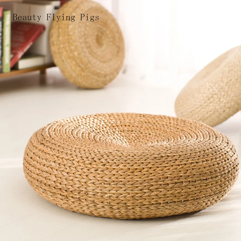 Japanese Straw Straw Pouf Cushion Handmade Thick Round Tea Ceremony