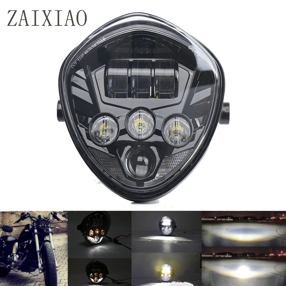 

Универсальная мотоциклетная фара с зажимом для кронштейна, белая фара DRL Hi/Low Beam для универсальных Мотоциклов Harley-Suzuki-Yamaha-Kawasaki