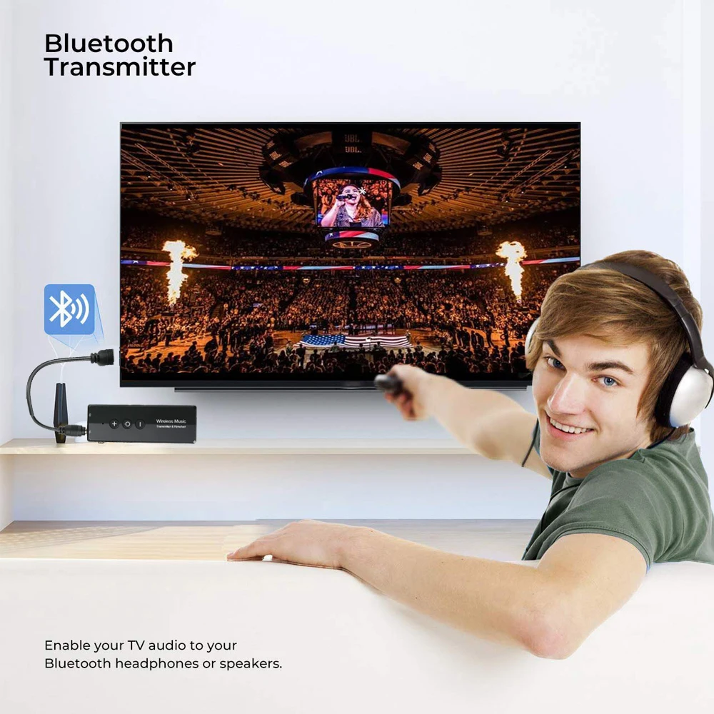 Bluetooth Audio Receiver Transmitter V5.0 Wireless Audio Dongle RCA 3.5mm Jack Aux 3 in 1 Adapter for Home TV Headphone PC Car