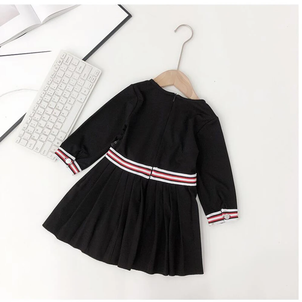 Autumn Girl Dress Cotton Long Sleeve Children Dresses Famous Brand Designer Kids Striped Dresses for Girls Fashion Dress