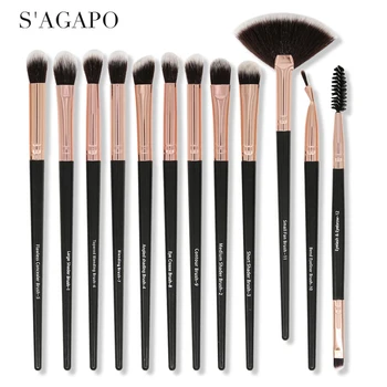 

S'AGAPO5/12pcs Eyeshadow Makeup Brush Set Eyeliner Eyebrows Eyelashes Concealer Highlight Professional Eye Beauty Makeup Brushes