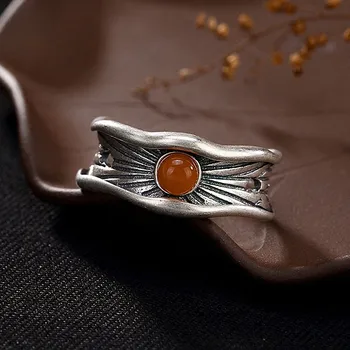 

CMajor S925 Silver Retro irregular Open Ring Adjustable Sterling Silver Jewelry Ring For Women