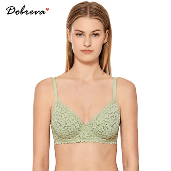 

DOBREVA Women's Sexy Lace Bra Plus Size Minimizer Underwire Bralette
