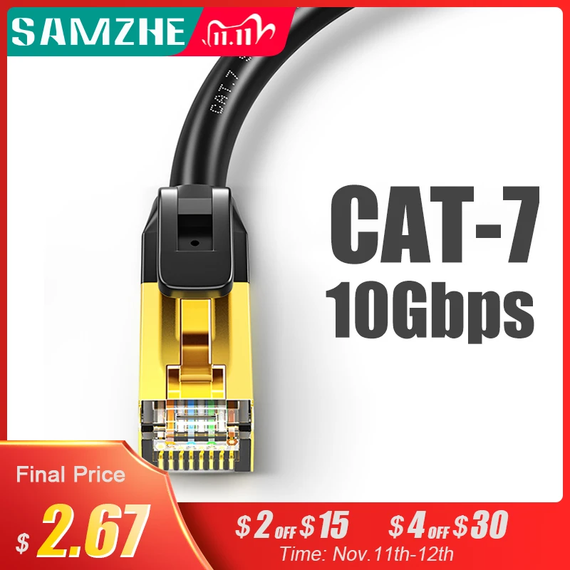

Cat7 Ethernet Cable Patch Cable SFTP Lan Cable for RJ45 Computer,Networking Cords Cat6 Compatible Patch Cord for Modem Router