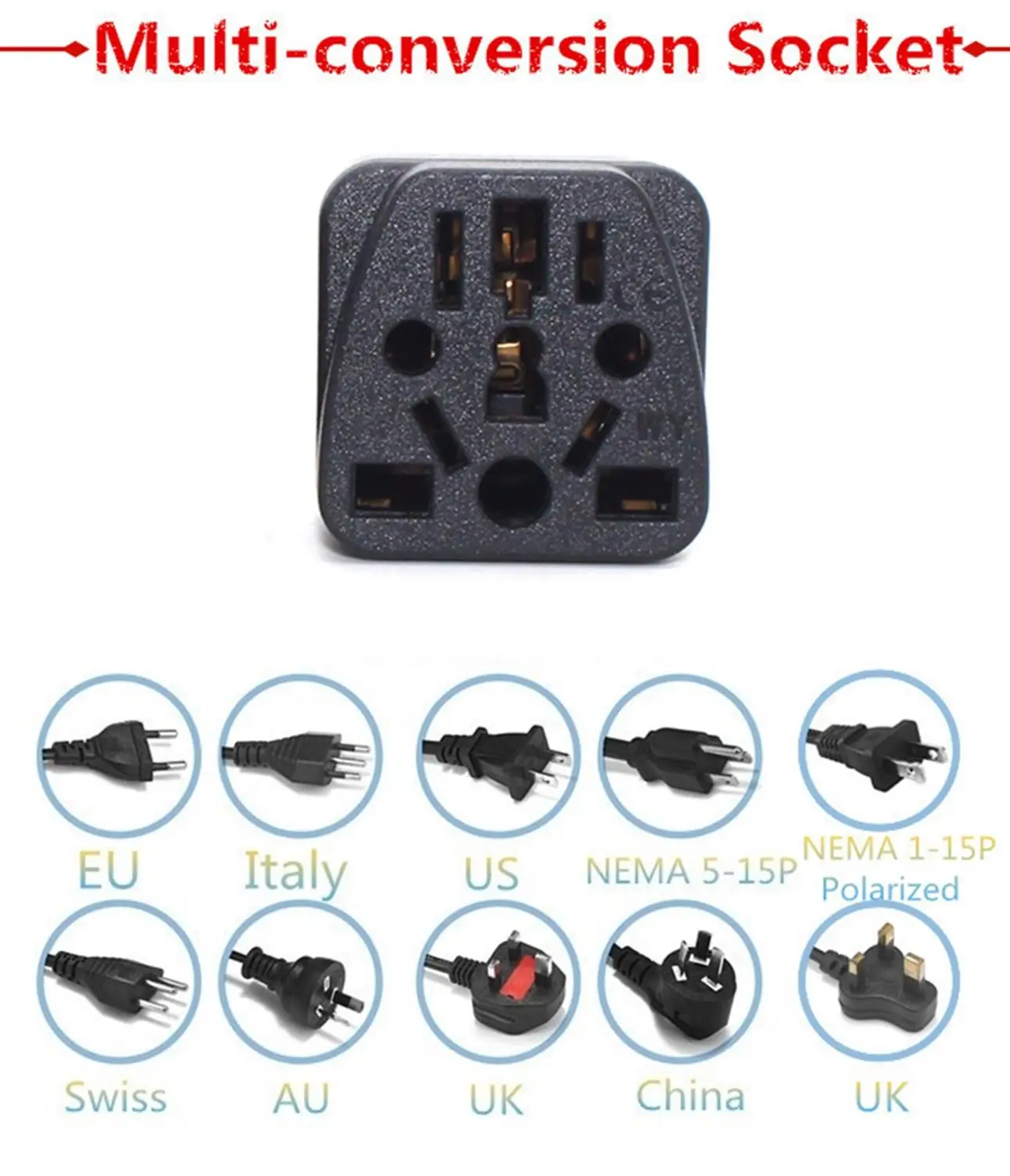 Australian/China/New Zealand Travel Adapter, IEC Type I Plug US/EU/UK/Swiss/Italy/Japan To AU 3 Pin Power Converter 10A/250V