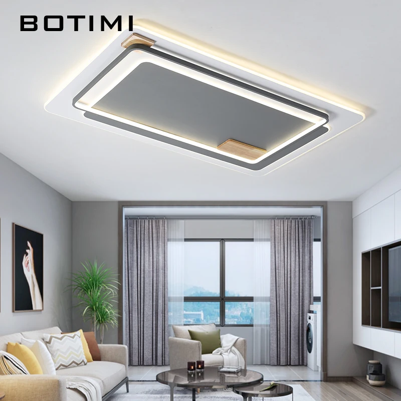 

BOTIMI Modern Rectangle LED Ceiling Lights For Living Room Square Bedroom Ceiling Lamp Study Room Kitchen Lighting Fixture