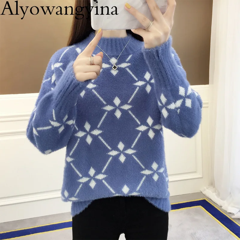 Alyowangyina, Россия и Испания, толстый женский джемпер, тянущийся свитер, женский осенний зимний кашемировый вязаный свитер, пуловер