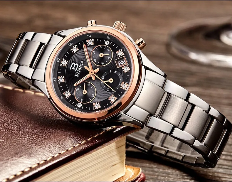 Роскошные часы для Для женщин модные наручные Rhinestone пару часов Бингер кварцевые часы Для мужчин 2015 хронограф Relogio feminino