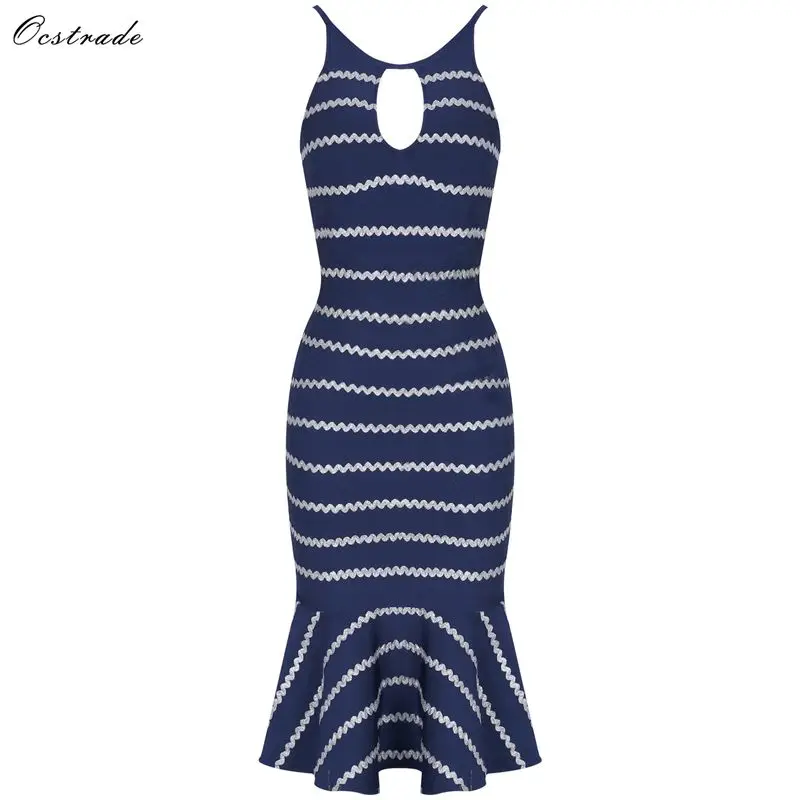 

Ocstrade Bandage Dresses Party 2019 New Fashion Mermaid Blue Bandage Dress HL Rayon Womens Bandage Dresses High Quality