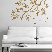 Высококачественные съемные настенные наклейки, полностью наклейки, золотые листья, настенные наклейки, украшение для гостиной, спальни