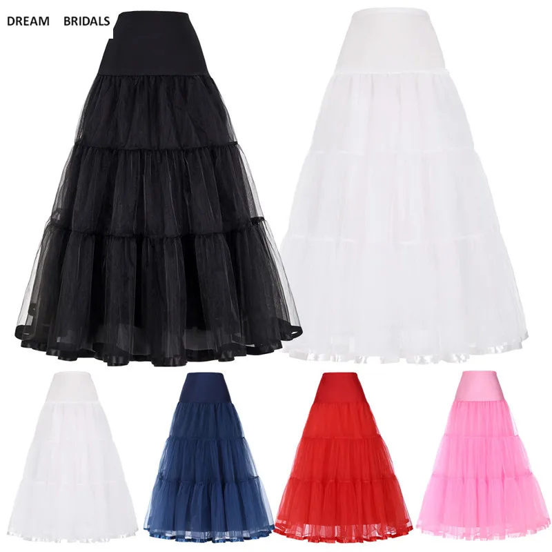 Women Black Red Retro Long Skirts For Wedding Fashion Vintage Skirt Crinoline Underskirt A-Line Empire Voile Tulle Petticoat (3)