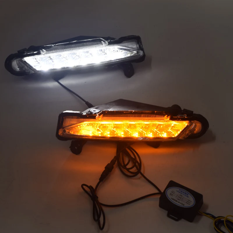 Автомобильный Стайлинг светодиодный DRL сигнал поворота мигающий стиль светодиодный дневные ходовые огни для Yaris замена оригинальных противотуманных фар