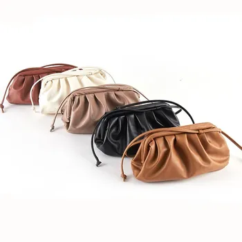 

Ins Fashion Bag For Women Cloud bag Soft Leather Madame Bag Single Shoulder Slant Dumpling Handbag Ruched Clutches Messenger Bag