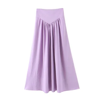 

Elegant Purple Long Skirt Side Zipper A line Pleated Skirts Wweet Cute Ankle Length Skirts Boho skirts Bottoms 2020