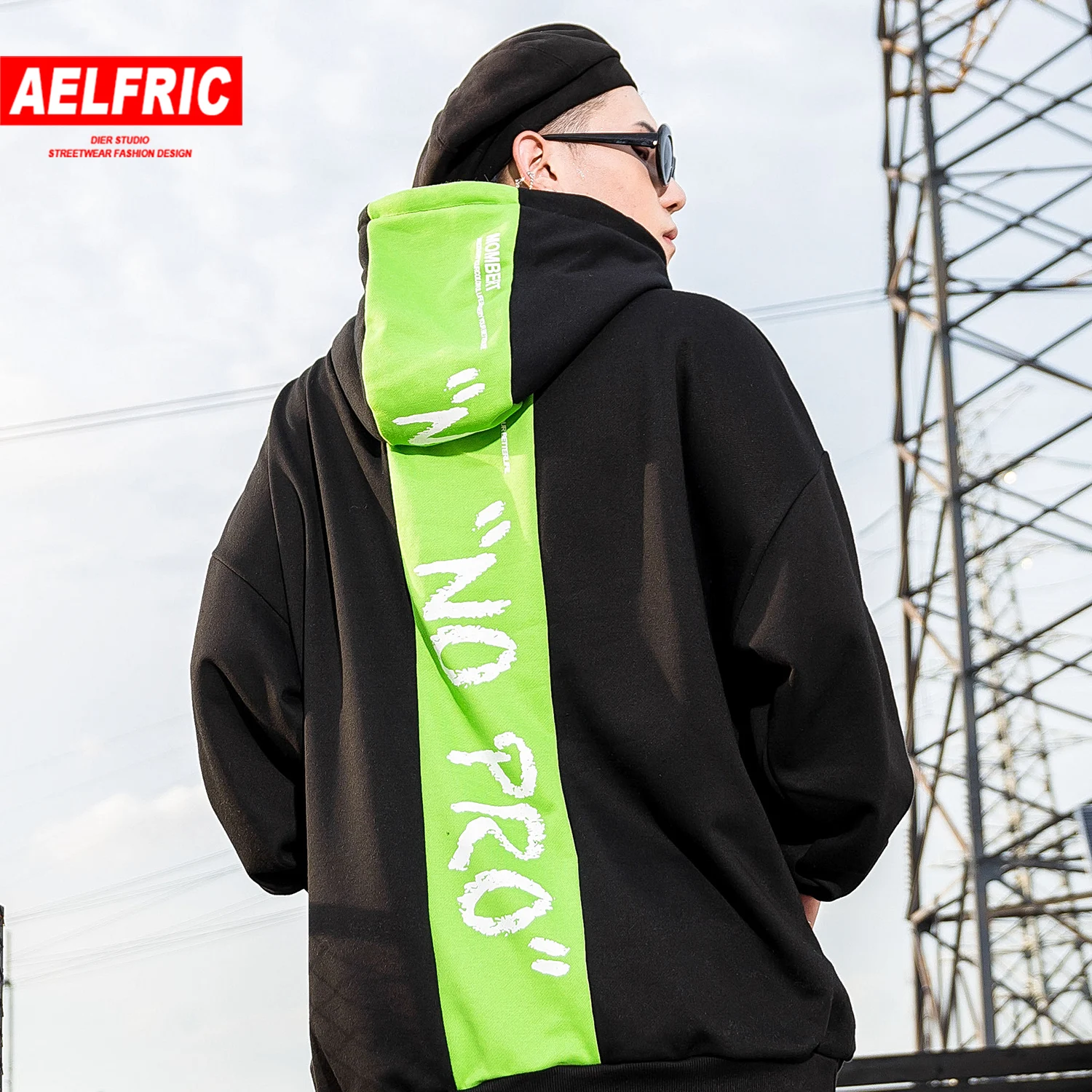 

AELFRIC Hip Hop Letter Printed Mens Hooded Sweatshirts Fashion Harajuku Hoodies Male Casual Cotton Pullover Streetwear Outwear