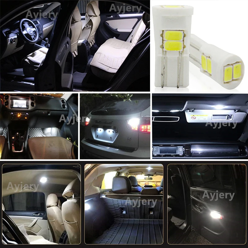 AYJERY, 50 шт в наборе 12V Керамика T10 5730 6 SMD W5W 194 168 авто интерьер настольная лампа автомобиля Клин лампочки 5730 инструмент светильник стайлинга автомобилей