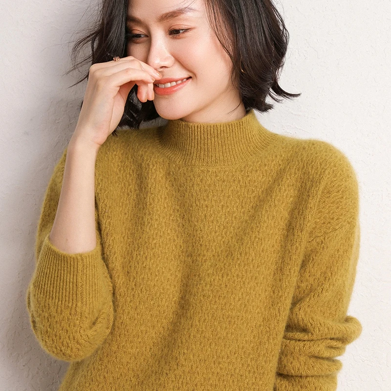 

Helovi 100% cashmere pullovers Winter Cashmere Knitted Women Sweaters And Pullovers Female Jumper Tops