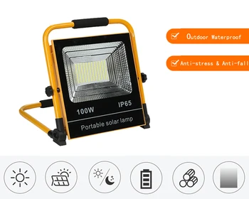 

50W LED Solar Spotlight Portable Work Light Solar Charging Flashlight Night Lamp IP65 Waterproof Camping Lantern Outdoor Lights