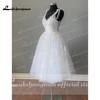Short Wedding Dresses Summer 2021 Tea Length Robe De Mariée V-Neck Lace appliques Bride Dress Vestido De Novia 2