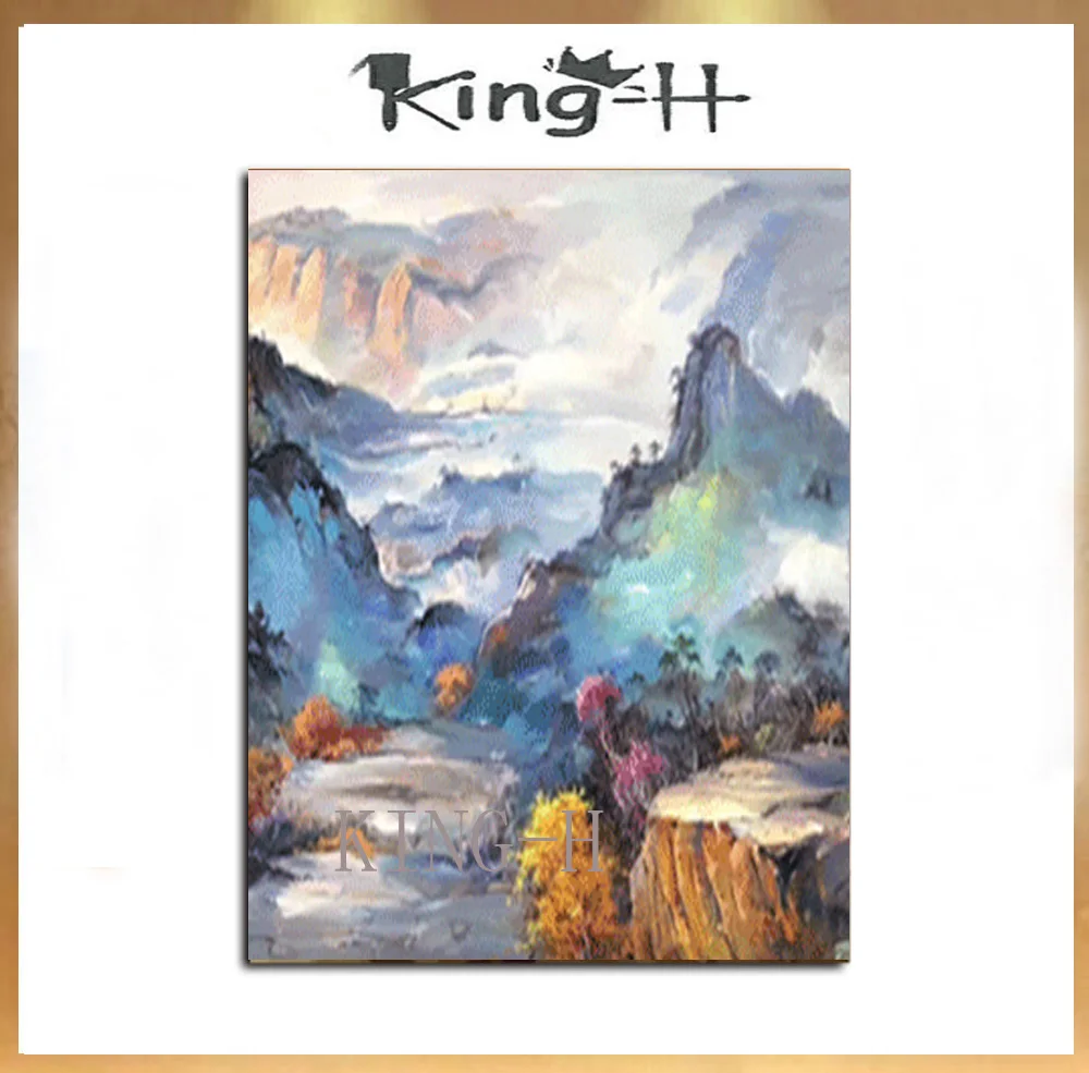 

golden mountain scenery hand-painted oil painting quality of a material is thick, the sitting room dining-room bedroom
