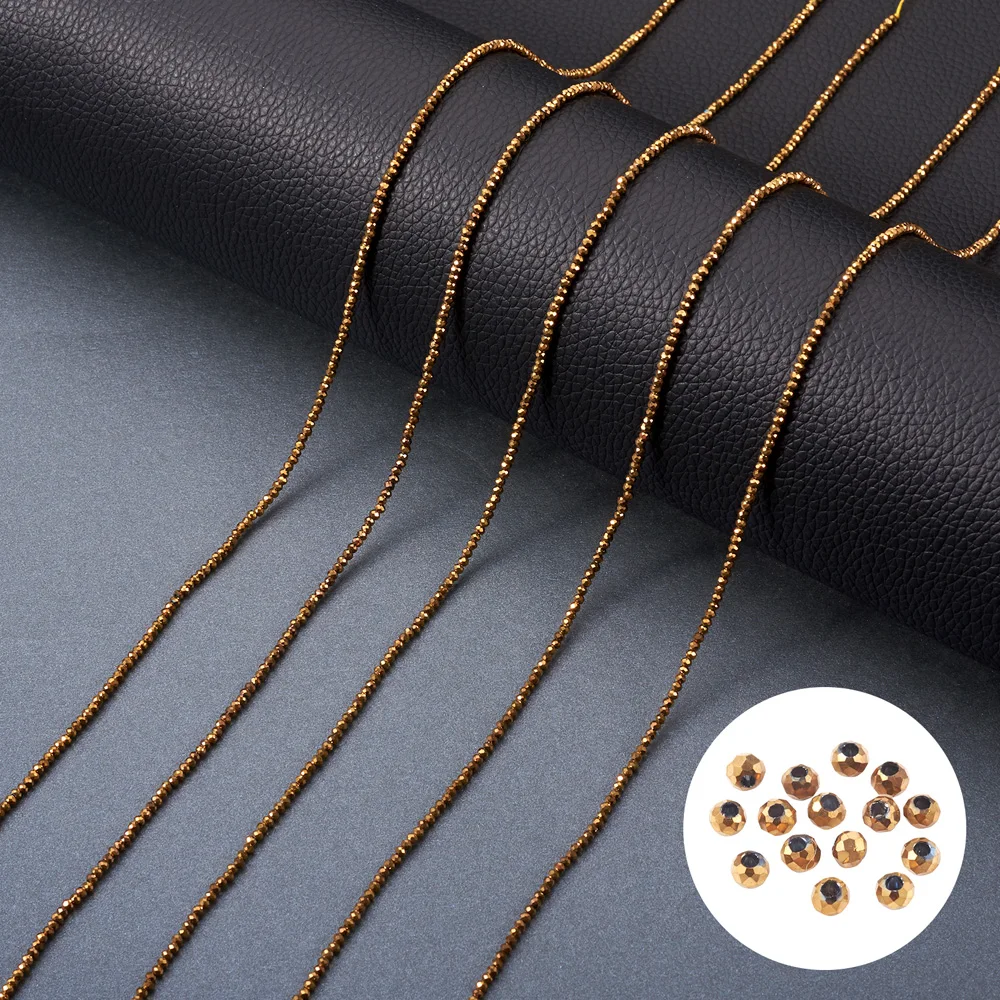 Glass Beads 10 Strands 2x1.5-2mm Faceted Crystal Glass Beads Rondelle Briolette Glass Spacer Beads for Necklace Bracelet Jewelry Making