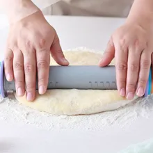 Регулируемая силиконовая Скалка термостойкая кухонная посуда для выпечки лапша печенье, фондан, пирог тесто гравированный ролик
