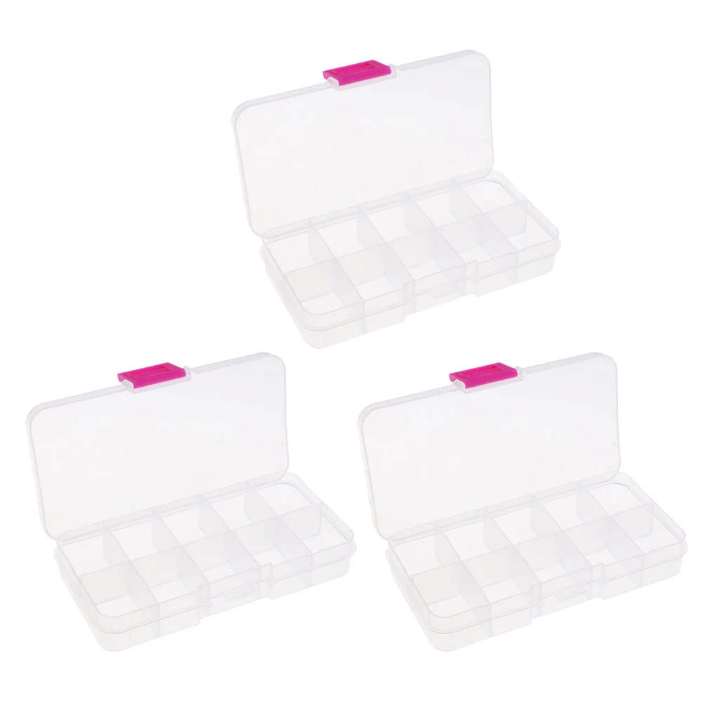 3 Pieces Clear Sewing Storage Box Sewing Machine Bobbin Organizer 10 Grids
