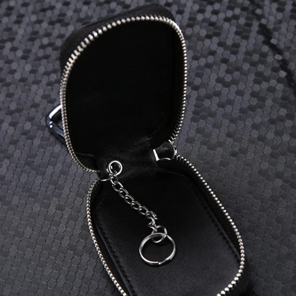 1х Авто шлуссель шутчжюль Abdeckung Kette Tasche Fernbedienung Leder Schwarz