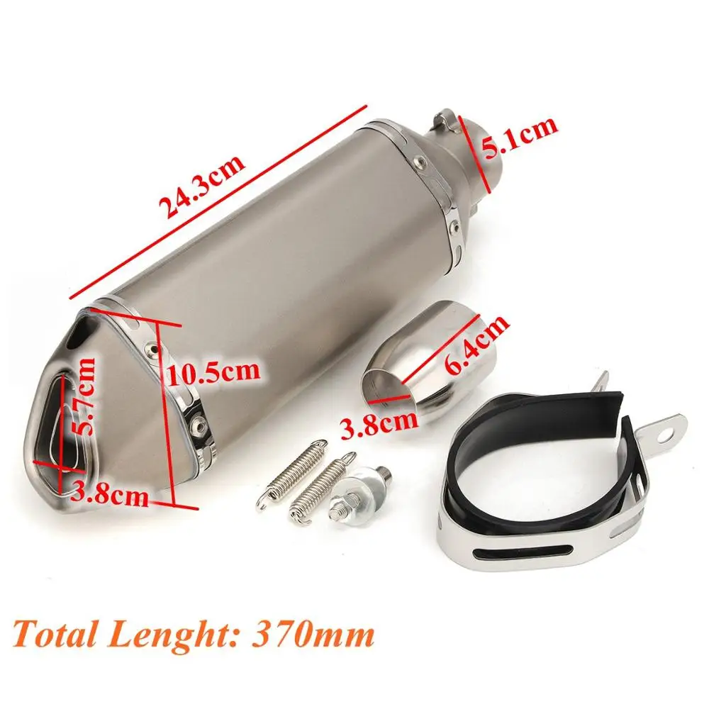 38-51mm 370mm0 Locomotive sports car street car 38mm-51mm motorcycle double air outlet exhaust carbon stainless steel ATV scooter muffler tube - Цвет: 38-51mm 370mm0