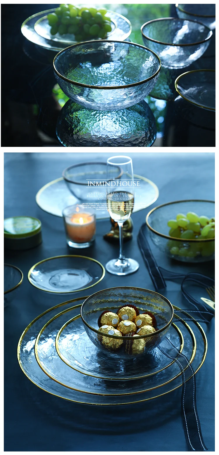 Mu cheng Home Phnom Penh Glass Tableware Set American-Style Household Restaurant guo pan zi Salad Bowl Glass Bowl And Dish
