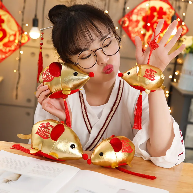 

1 cute plush mouse toy small pendant mouse year mascot toy plush lunar new year party decoration gift mini doll