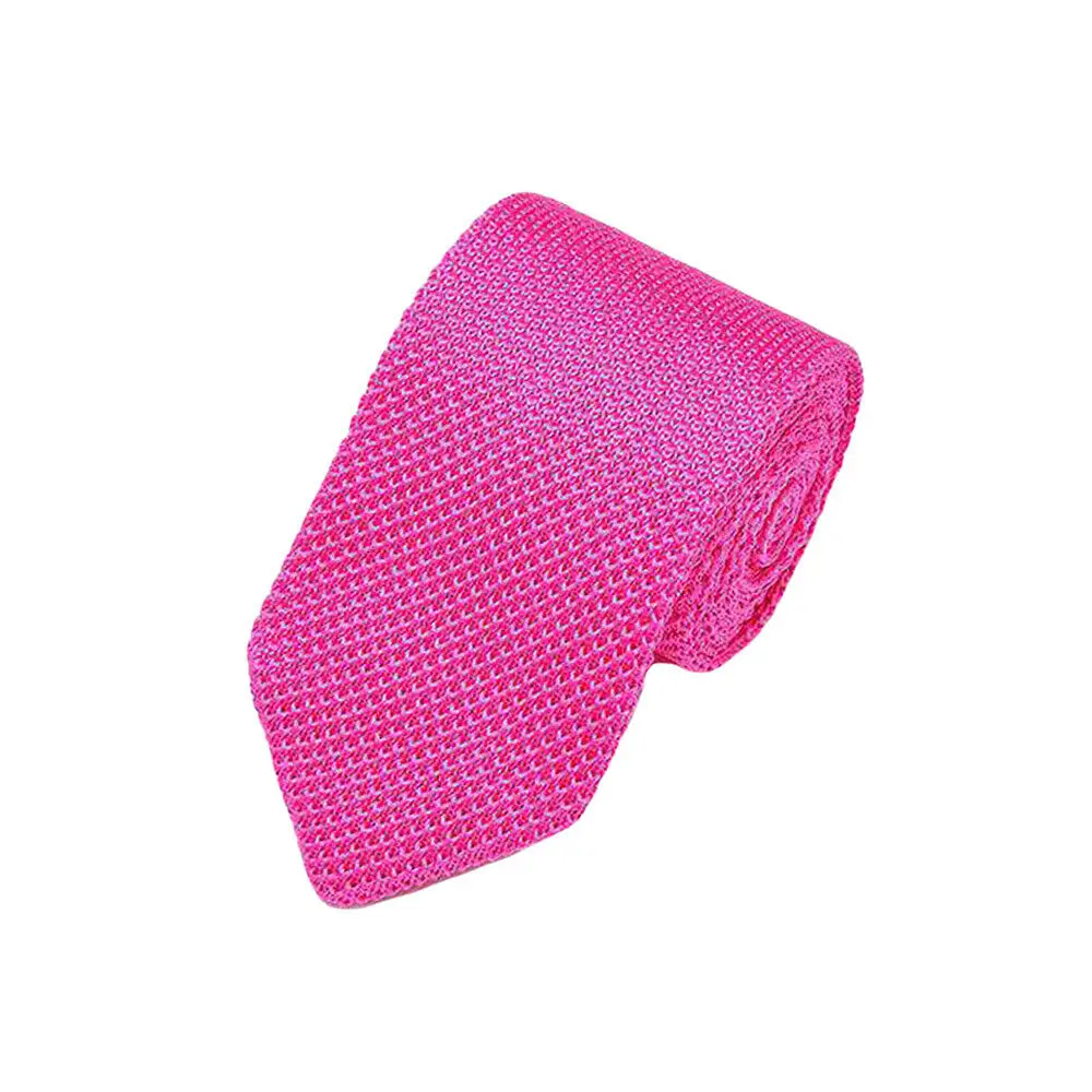 03-Hot Pink Мужской классический однотонный простой вязаный крючком 7 см галстук для свадебной вечеринки бизнес галстук QNTIE0319 - Цвет: 03-Hot Pink