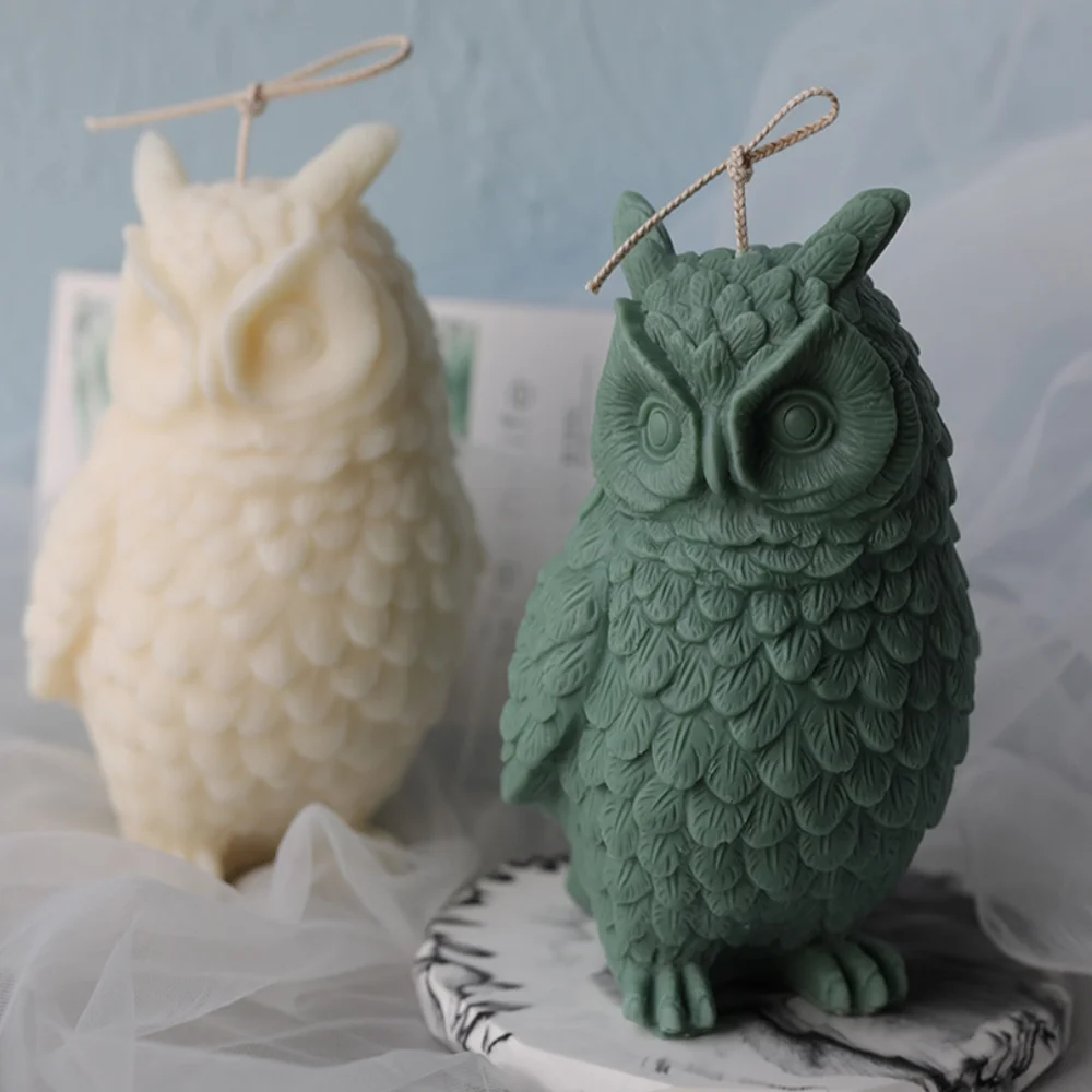 

Ins Large Size 3D Owl Silicone Mold Household Indoor Decoration Aromatherapy Wax Candle Mould Plaster DIY Candle Making Jars