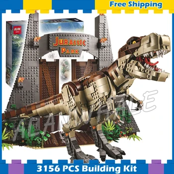 

3156pcs Jurassic World T.rex Rampage Park Gate Great Giant Dino Model Building Blocks Dinosaur Toys sets Compatible With