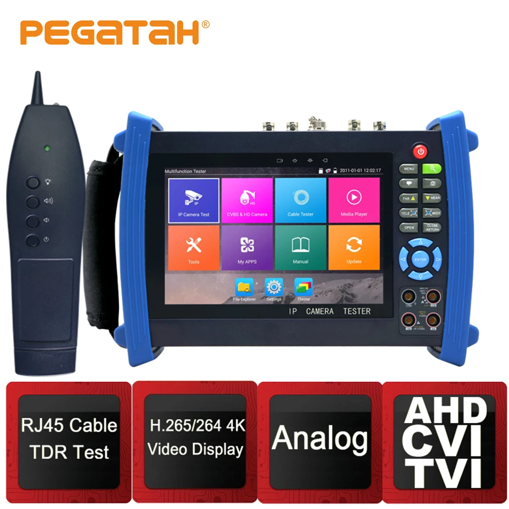 7 inch IPC H.265 4K IP 8MP TVI CVI 5MP AHD Camera Tester security tester CCTV Camera tester with HDMI Cable tracer
