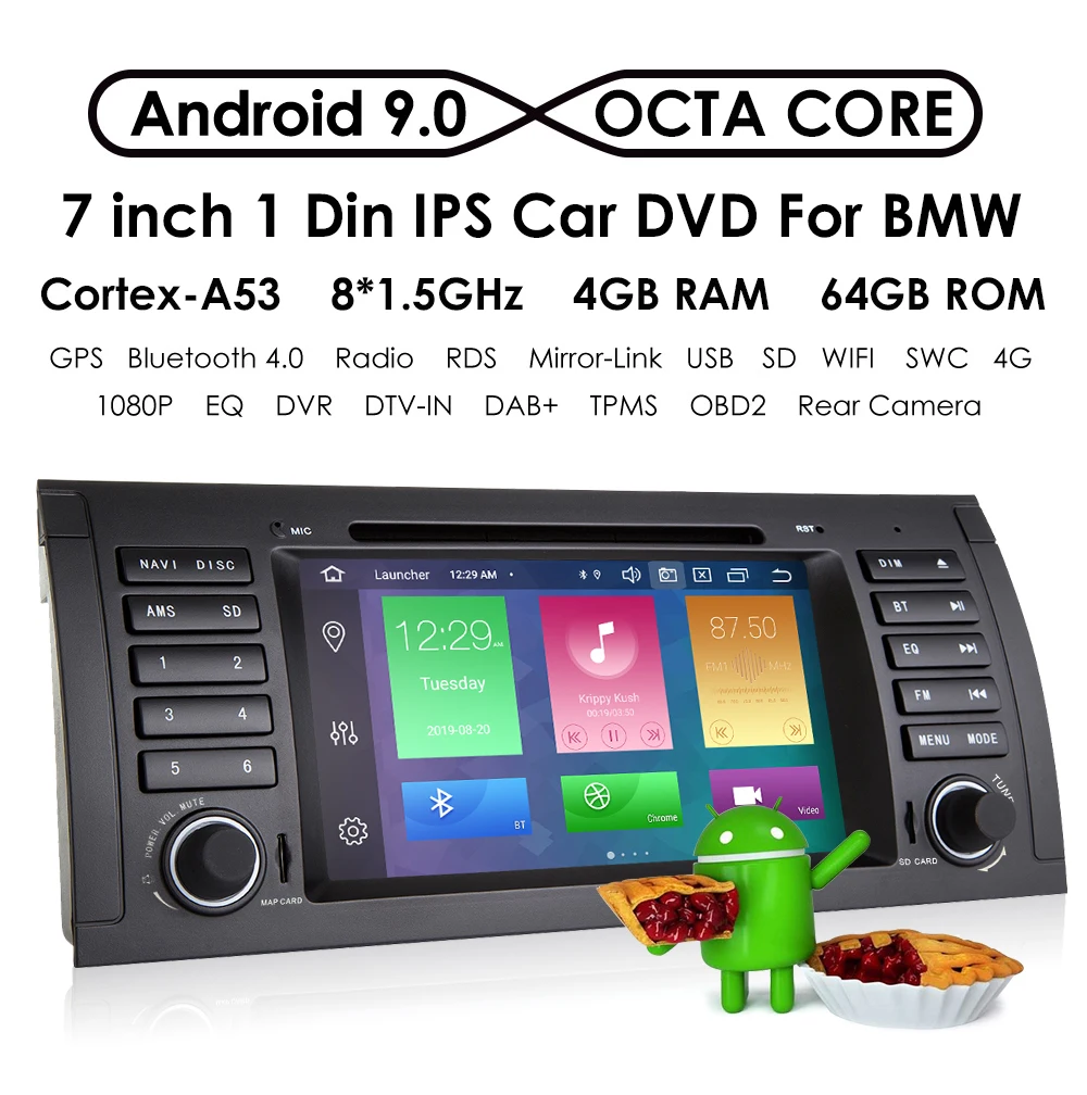 Flash Deal IPS Android 9.0 4G+64G Car DVD PLAYER For BMW X5 E53 E39 GPS stereo audio navigation multimedia screen head unit SWC DVR RDS DAB 2