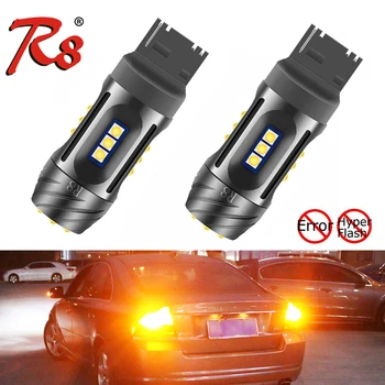 

R8 2x Car 7440 LED No Hyper Flash Amber Yellow 3030 Chips T20 W21W 1156 PY21W BAU15S LED Bulbs For Turn Signal Lights Canbus