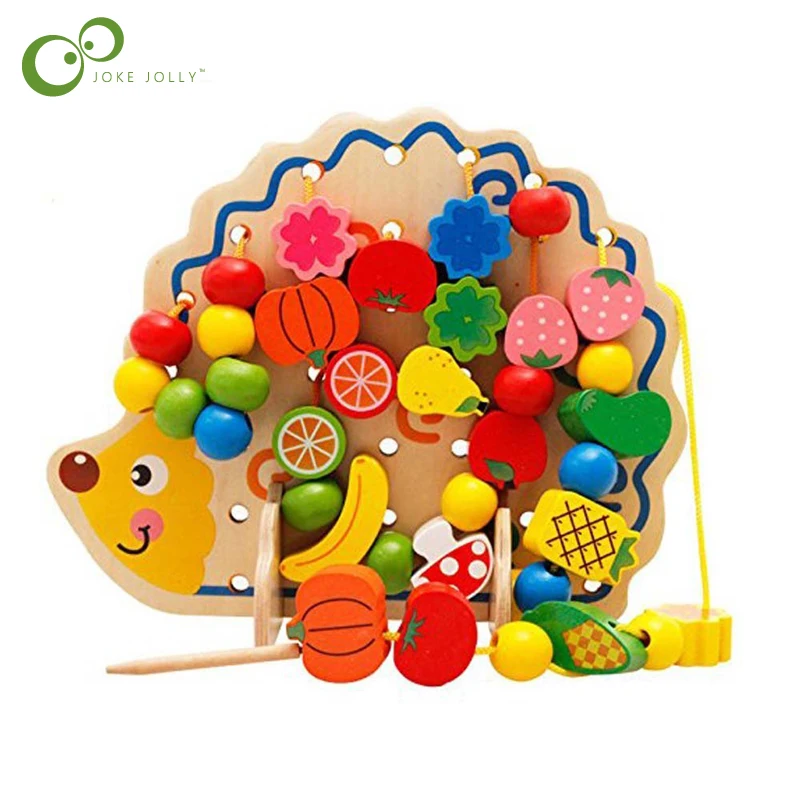 82 шт. фруктовые бусины ежики на шнуровке деревянные игрушки Монтессори