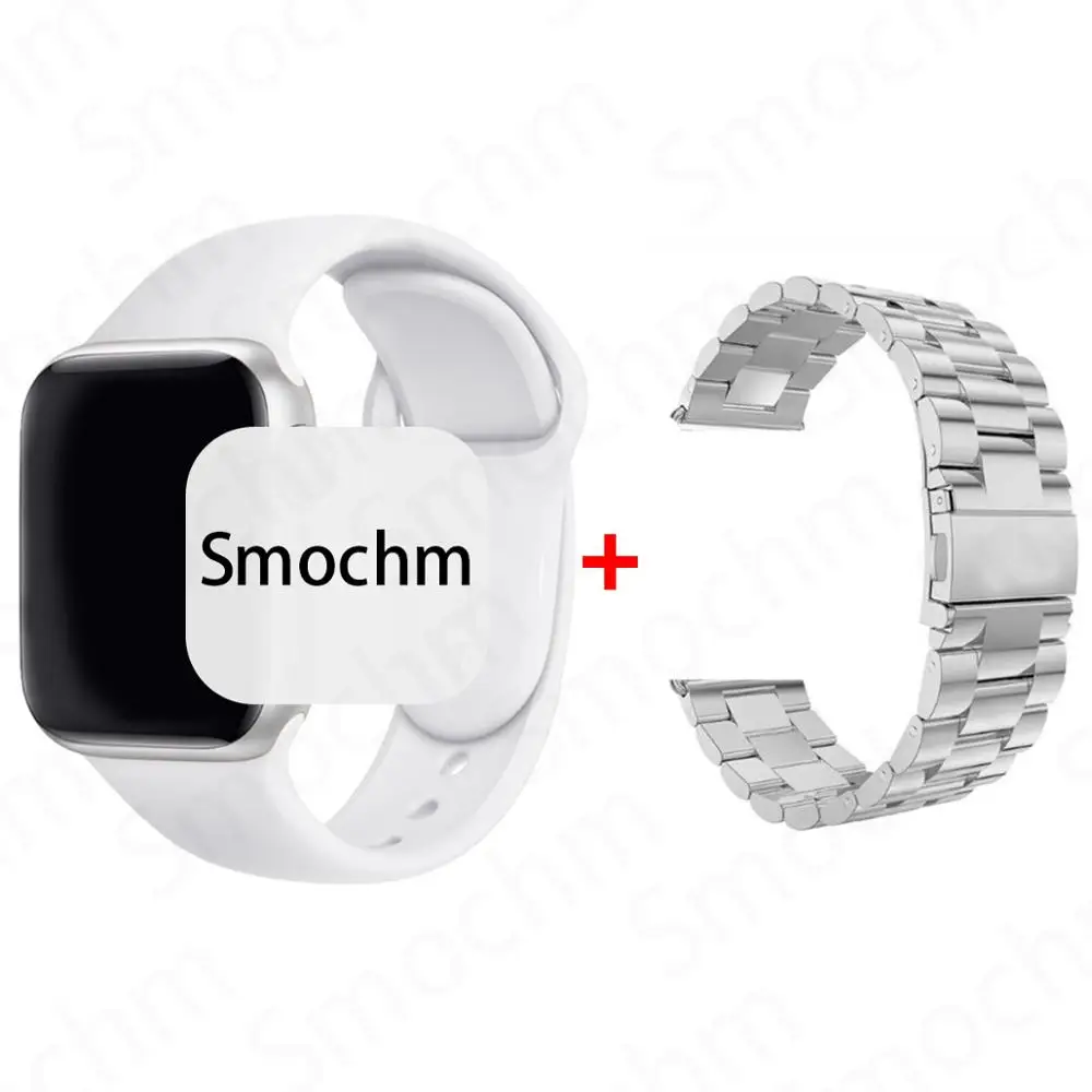 Smochm IWO 8 Plus DIY новые умные часы Bluetooth 1:1 Series 4 Беспроводное зарядное устройство MTK2502 обновлено для Apple Watch iPhone Android - Цвет: Silver SilverStainle